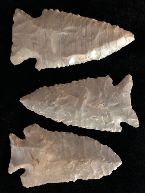3 Nice Hornstone Points. 2 3/8"-2 5/8". Alexander Co,: 3 Nice Hornstone Points. 2 3/8"-2 5/8". Alexander Co, IL. All nice pieces. Ex-Randall Kimbrell