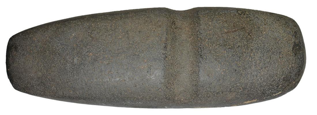 8 3/4" 3/4 Groove Hohokam Axe. AZ. Meadows COA. Fine: 8 3/4" 3/4 Groove Hohokam Axe. AZ. Fine condition, good polish. Maury Meadows' Dad traded for this Axe years ago. Meadows COA