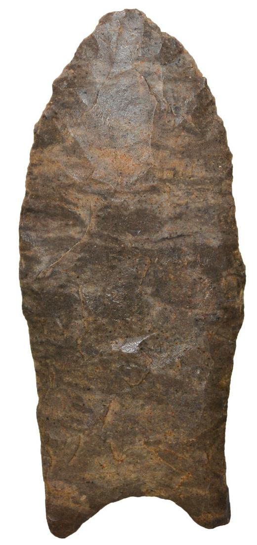 2 3/8" Clovis. TN. Dover. Slightly fluted. Good: 2 3/8" Clovis. TN. Dover. Slightly fluted. Good condition, good basal grinding. Ex-Ken Rowland