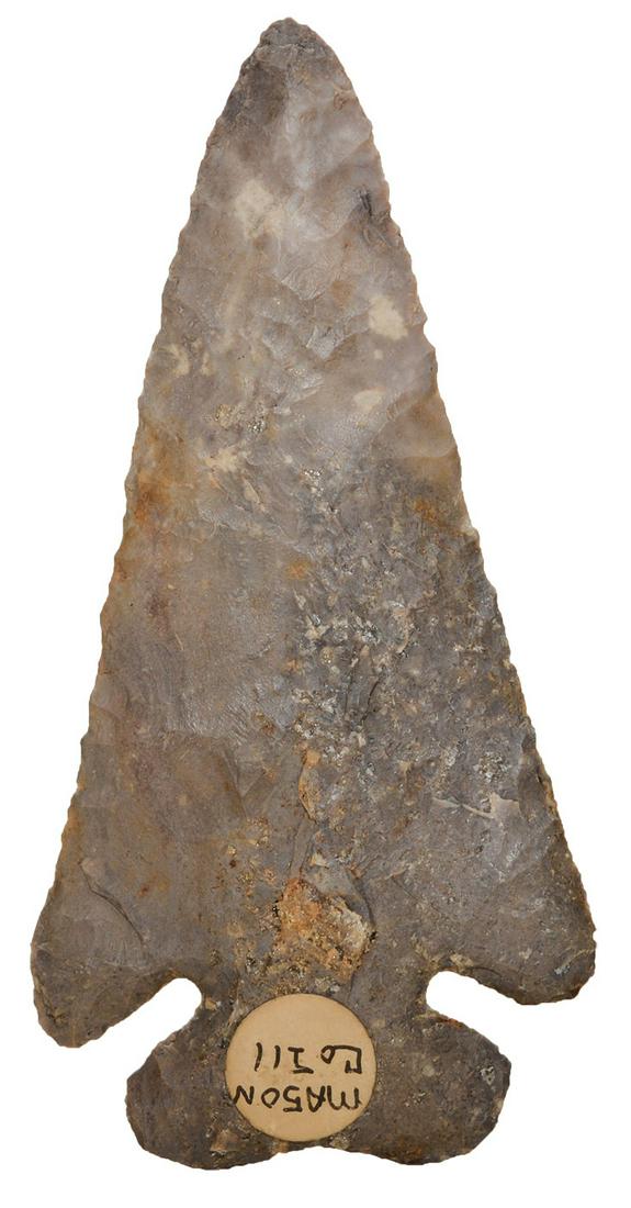 4 3/4" Thebes. Mason Co, IL. Coarse Woodford Chert.: 4 3/4" Thebes. Mason Co, IL. Coarse Woodford Chert. Very good condition. Ex-James Pribble