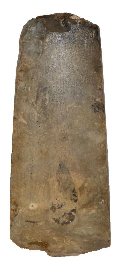 5 7/8" Danish Flint Celt. Denmark. Broad, finely: 5 7/8" Danish Flint Celt. Denmark. Broad, finely polished gray chert. Good condition. Ex-Brandon Vanderver