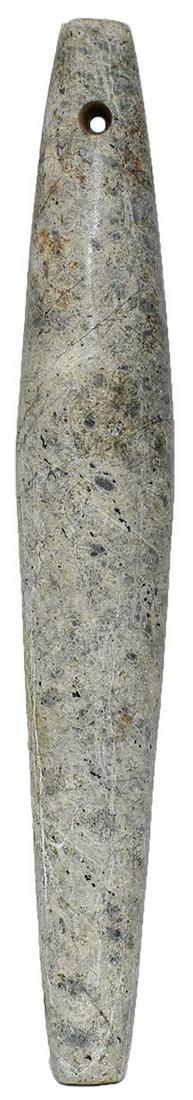 9 1/8" Drilled Charmstone. Kings Co, CA. Large, well: 9 1/8" Drilled Charmstone. Kings Co, CA. Large, well polished. Ex-Connie Hudson. Pictured in WW#11, p99. Jackson G9+ COA