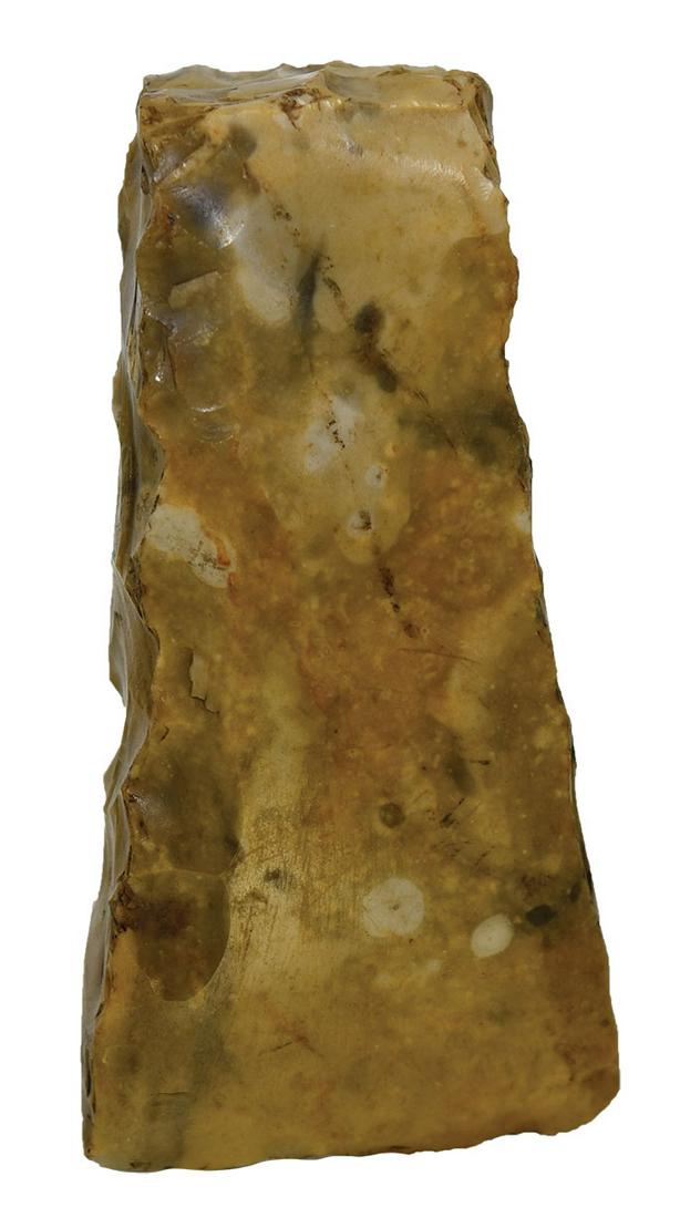 3 1/8" Danish Flint Celt. Sweden. Flaked, squared: 3 1/8" Danish Flint Celt. Sweden. Flaked, squared side. Very fine condition