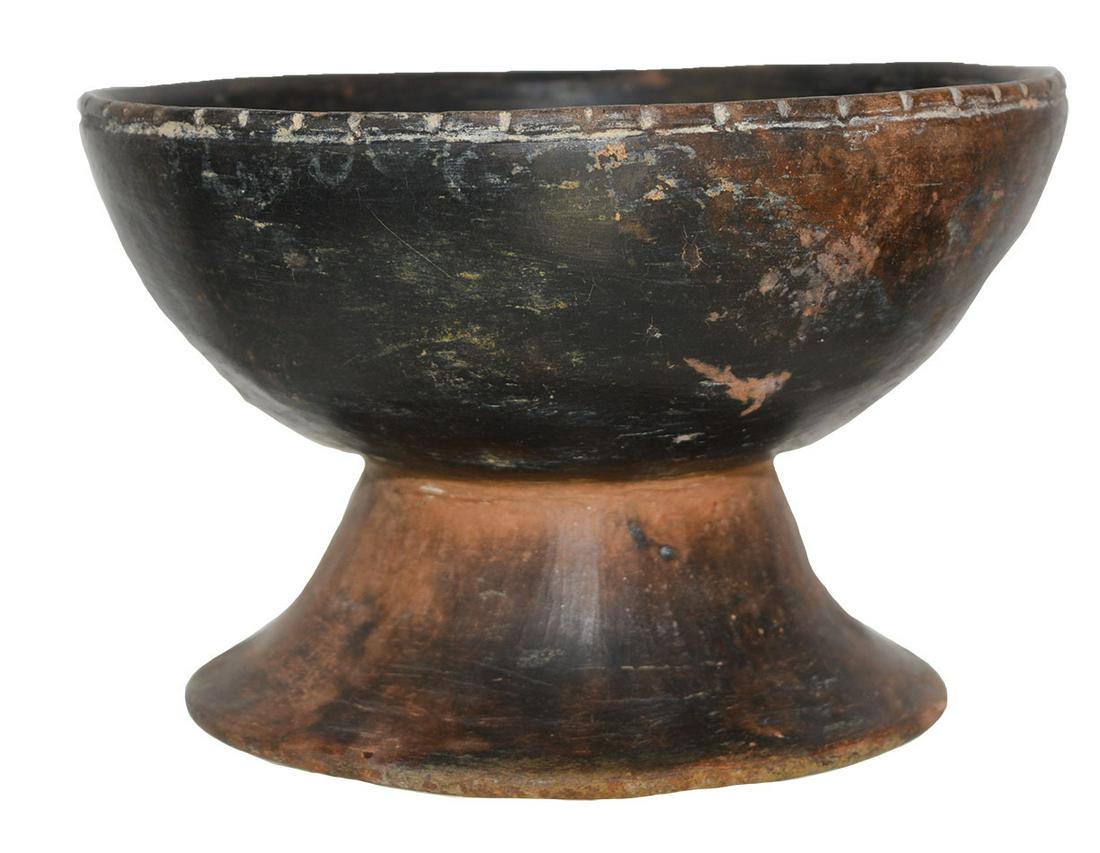 6"D. Chalice Bowl. Panama. Brown slip finish.: 6"D. Chalice Bowl. Panama. Brown slip finish. Excellent condition, appears solid. Pre-Columbian