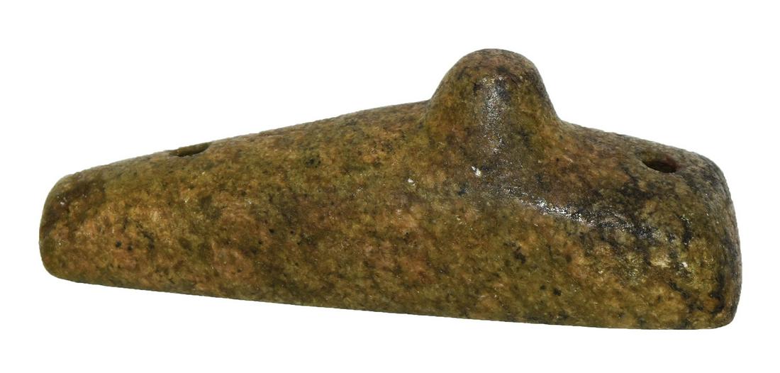 3 1/8" Hardstone Spineback Gorget. TN. Very good: 3 1/8" Hardstone Spineback Gorget. TN. Very good condition, good polish. Ex-Jim Bennett