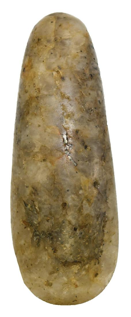 4 3/4" Polished Crystal Quartz Celt. Ex-Bob Converse.: 4 3/4" Polished Crystal Quartz Celt. Mahoning Co, OH. Fine polish, perfectly shaped. Rare material type. Ex-Bob Converse. Gary acquired at a 1990's Converse auction. A very fine relic. 2/13/20: Added