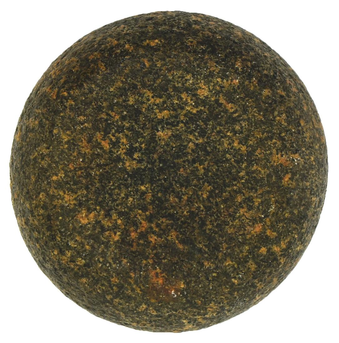 3 1/8" Jersey Bluff Discoidal. Ex-Bruce Filbrandt.: 3 1/8" Jersey Bluff Discoidal. Pike Co, IL. Black and cream Granite. Fine condition. Excellent symmetry. Ex-Bruce Filbrandt