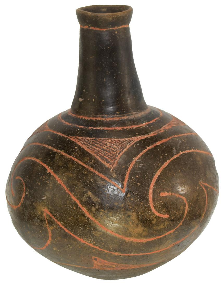 10" H. Taylor Engraved Bottle. A Caddo masterpiece.: 10" H. Taylor Engraved Bottle. Clark Co, AR. Found by Sonny Hutchinson. A Caddo masterpiece, highly polished and finely decorated. Ex-Joe Kinker. Appears solid. Pictured full page in 2007 #2 Central S