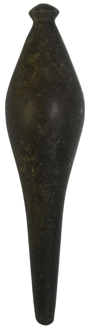 6 3/8" Knob Top Plummet. Washington. Ex-Dale and: 6 3/8" Knob Top Plummet. Washington. Well made black Hardstone. Very well made, old ding to end. Ex-Dale and Betty Roberts. 3/8/: Added photos