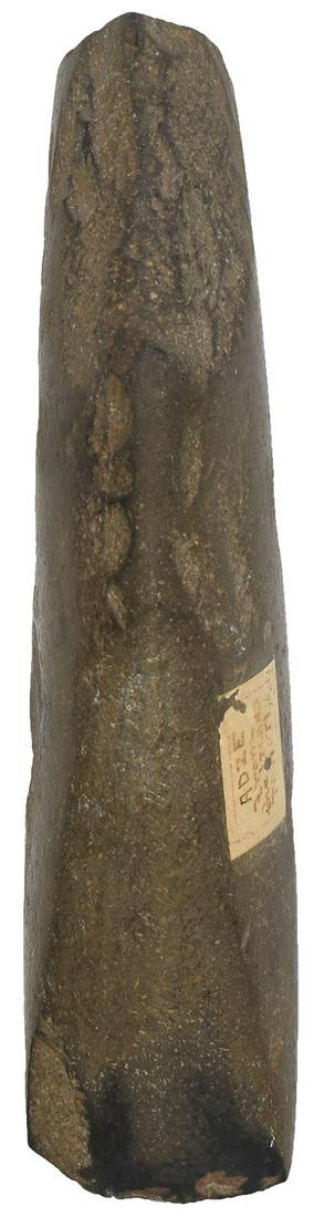 8 1/2" Tahitian Adz. Tahiti. Polished Hardstone.: 8 1/2" Tahitian Adz. Tahiti. Polished brown Hardstone. Interesting configuration with offset handle. Pre-Historic. Added photos