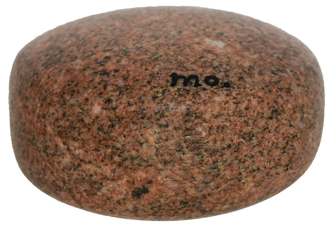 3 1/2" Biscuit Discoidal. MO. Excellent symmetry.: 3 1/2" Biscuit Discoidal. MO. Excellent symmetry. Finely polished black, red and pink Granite. G10