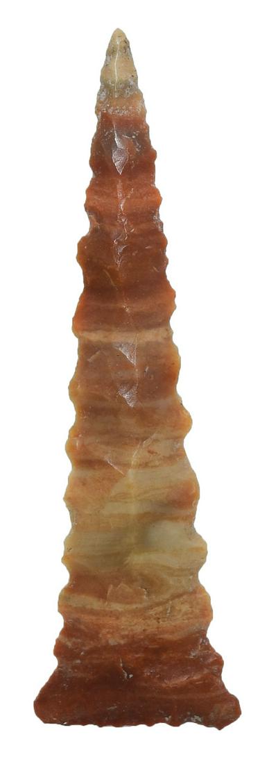2 5/8" Ft. Ancient Point. Gallia Co, OH. Rogers: 2 5/8" Ft. Ancient Point. Gallia Co, OH. Carter Cave. Well made, serrated. Very good condition. Ex-Ben Hebson. Rogers COA