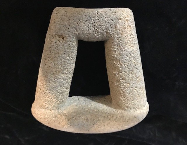 6 1/2" Stirrup Pestle. Pictured in Thompson Collection: 6 1/2" Stirrup Shaped Rocker Arm Pestle. Pre-Columbian. Circa 500 AD. Costa Rica. Rare and in excellent condition. Ex-Gerald Bernacchi, Ben Thompson. Pictured in WW#5 (1980, p282) and Ben Thompson's 1