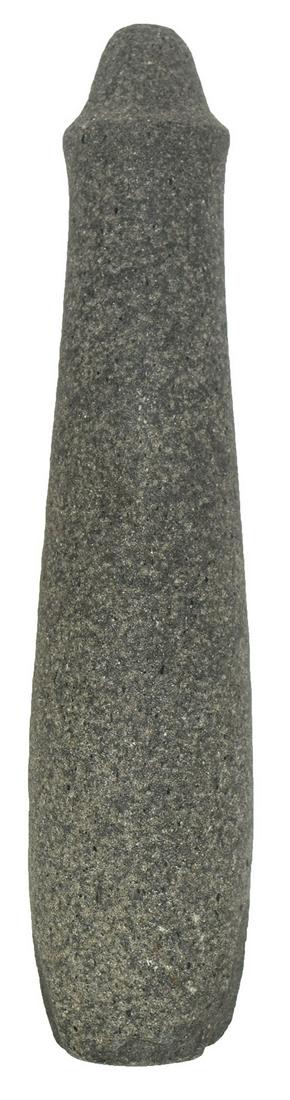 11 3/4" Nipple Top Pestle. Santa Barbara Co, CA.: 11 3/4" Nipple Top Pestle. Santa Barbara Co, CA. Polished Basalt. Flake off bit, otherwise fine condition. Ex-Steve Bohm