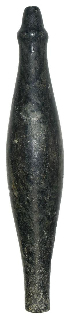 6 5/8" Double Nipple Charmstone. Kings Co, CA.: 6 5/8" Double Nipple Charmstone. Kings Co, CA. Very well made, polished Steatite. G10. Ex-Jim Osmon, Byron Anderson, Stattes Ludwick. Added 1968 photo of Byron Anderson with his Plummet collection.
