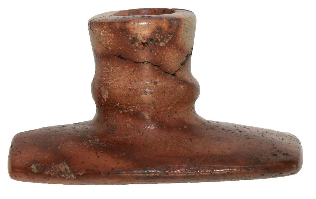 3 3/16" Platform Pipe. Adams Co, OH. Late: 3 3/16" Platform Pipe. Adams Co, OH. Late Prehistoric, possibly Ft. Ancient. Attractive tan and red Pipestone. Section of bowl glued. Ex-Mike Sedler