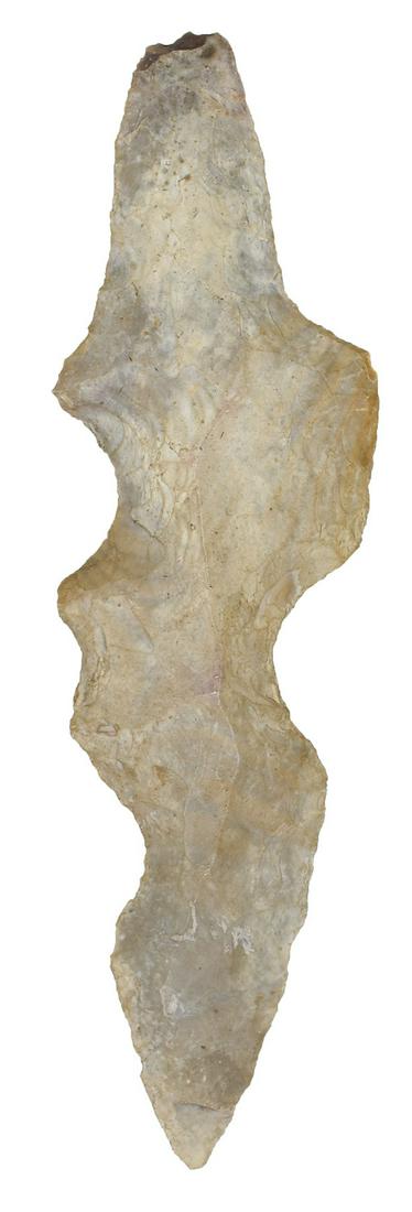 8" Mayan Flint Spear. Central America. Eccentric: 8" Mayan Flint Spear. Central America. Eccentric style. Fine condition. High grade, glossy chert