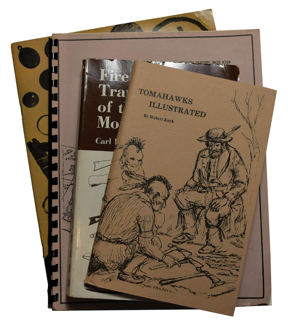 4 Books on Historic Artifacts: Includes Tomahawks: 4 Books on Historic Artifacts: Tomahawks Illustrated (Kuck), Firearms, Traps & Tools (Russell), Clay Smoking Pipes at Nineteenth Century Ohio Kiln (Thomas), Indian Trade Goods (Woodard). Added copies