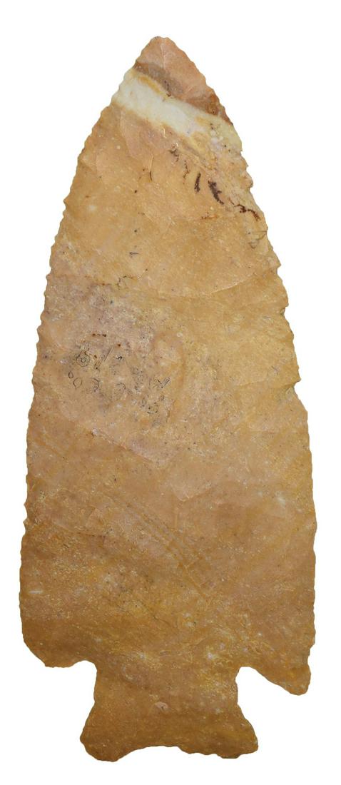 3 7/8" Hardin. Dickey COA. Pike Co, MO. Thin, well: 3 7/8" Hardin. Pike Co, MO. Thin, well made. Payson Chert. Ex-Jeff Hunt, Dave Kilander. Dickey COA
