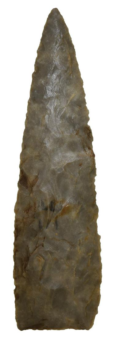 4 3/8" Archaic Fleshing Knife. Rogers COA. Texas.: 4 3/8" Archaic Fleshing Knife. Texas. Thin, well made. Edwards Plateau. Ex-Jeff Hunt, Tom Davis. Rogers COA