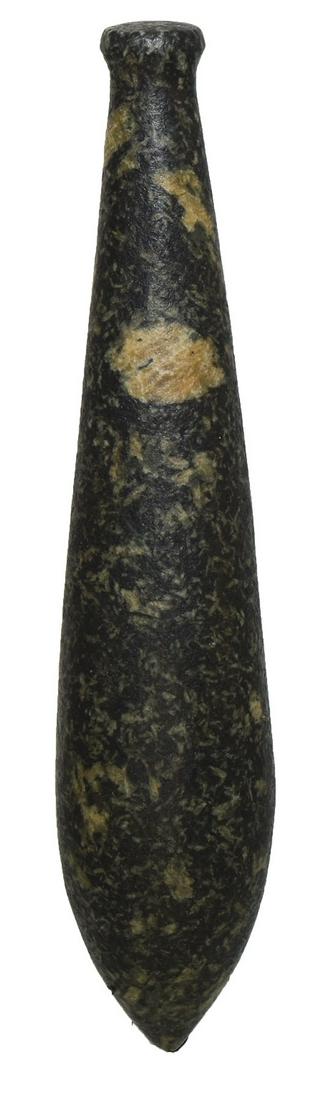 3 7/8" Elm Plummet. Adams Co, IN (Berne).: 3 7/8" Elm Plummet. Adams Co, IN (Berne). Polished Porphyritic Granite. Excellent condition