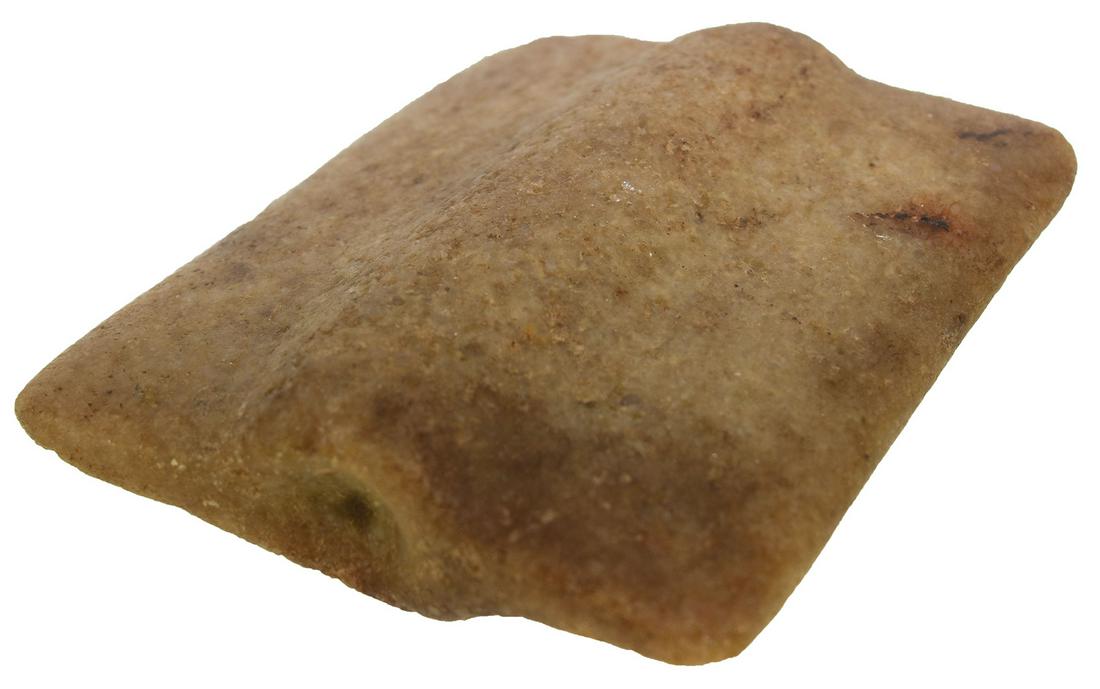 Nussbaum's Quartz Wing Bannerstone. Pictured: 3 7/8" Quartz Rectangular Barrel Bannerstone. Ohio. Undrilled. Finley made, thin wings. Made of high grade gold Quartz. Ex-Gary Cuckler, Dale Roberts, Dr. Warren Baker and Ben Nussbaum. Pictured in Ap