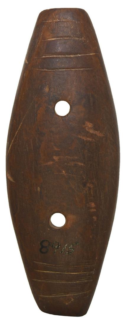 3 11/16" Claystone Gorget. Tennessee. Engraved ends.: 3 11/16" Claystone Gorget. Tennessee. Expanded Center type with engraved ends. Fine condition