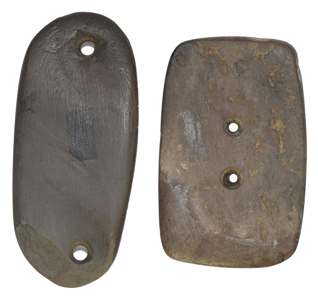 2 Restored Slate Gorgets: 3 3/8" Ottawa Co, OH. 4": 2 Restored Slate Gorgets: 3 3/8" Ottawa Co, OH. 4" Erie Co, OH