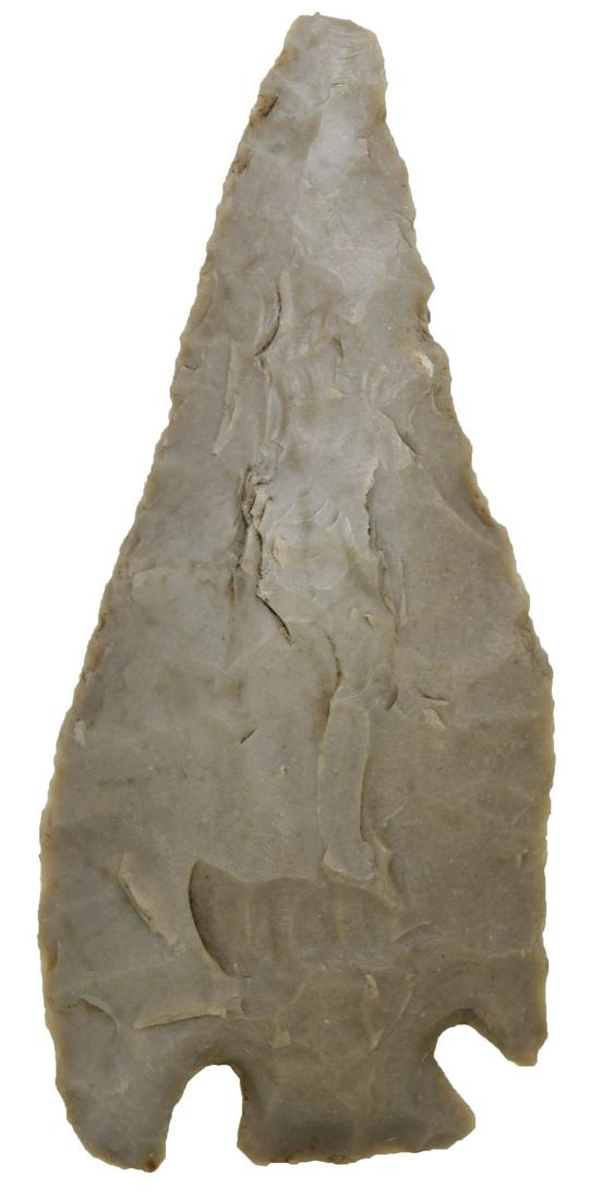 3 7/8" Archaic Base Tang Knife with Rogers COA. .: 3 7/8" Archaic Base Tang Knife. Bell Co, TX. Nicely flaked. Georgetown Flint. Ex-Earl Townsend. Rogers COA