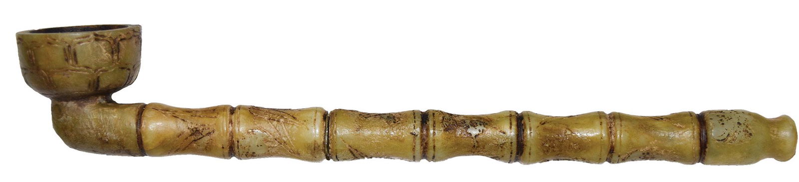 15" Pipe. An old Serpentine-like material, Collected: 15" Pipe. An old Serpentine-like material, make from engraved sections. Provenance unknown. Very good condition with heavy patina. Collected in 1915. Ex-Captain Tom Miller