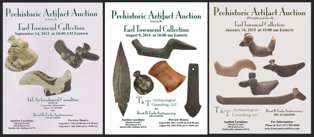 3 Earl Townsend Auction Catalogs (set): Complete set (3) of T&T's Earl Townsend Auction Catalogs. 2013-2015 sales featuring the best of the Earl Townsend collection. Over 100 Birdstones are shown. Includes Prices Realized sheets for each au