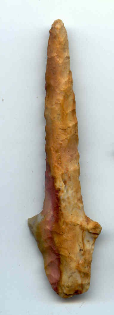 127. 3 1/4" Drill. Colorful flint. Davis COA