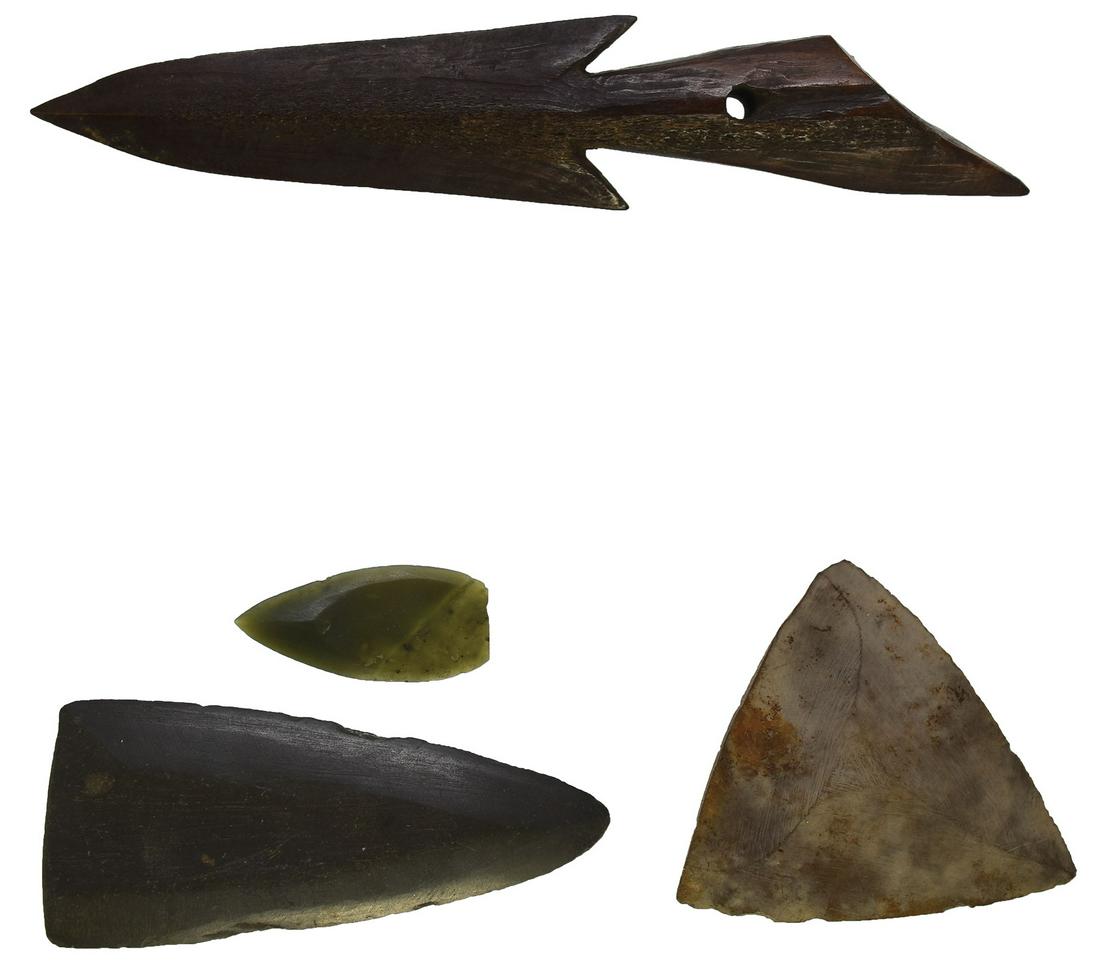 Group of 4 Alaska artifacts including 5 1/8" Harpoon (1 of 2)