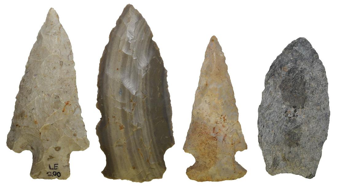 4 Nice Indiana Points:   Paleo Blade, twp Hopewells and (1 of 2)