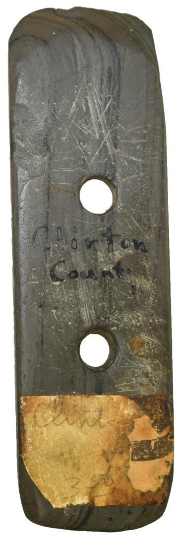 4 15/16" Slate Gorget.  Clinton Co, PA.  Some light (1 of 5)