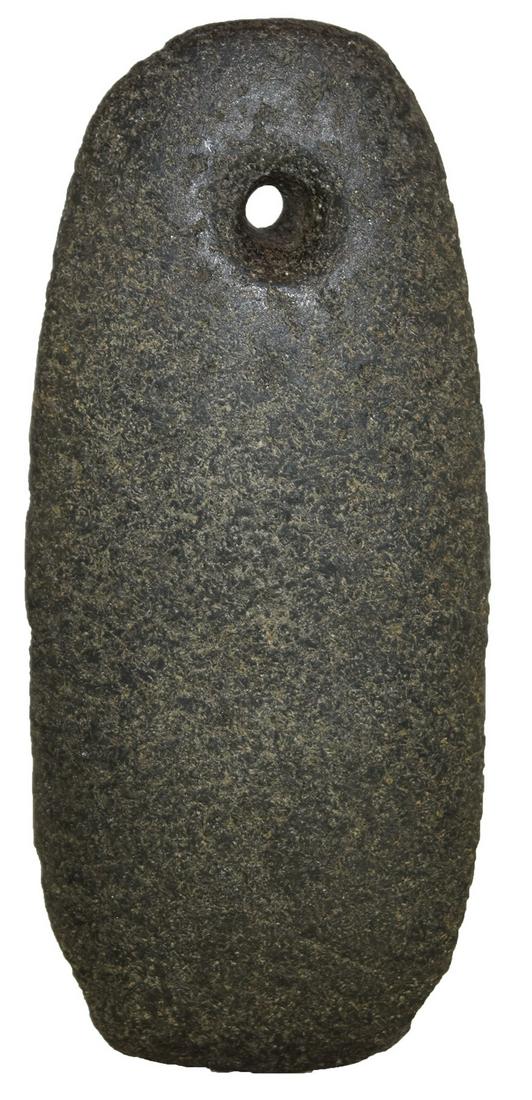 4 9/16" Hardstone Pendant. Scott Co, OK. Ex-Gary: 4 9/16" Hardstone Pendant. Scott Co, OK. Ex-Gary Cuckler, Floyd Goddard. Nicely weathered black Hardstone. Good condition