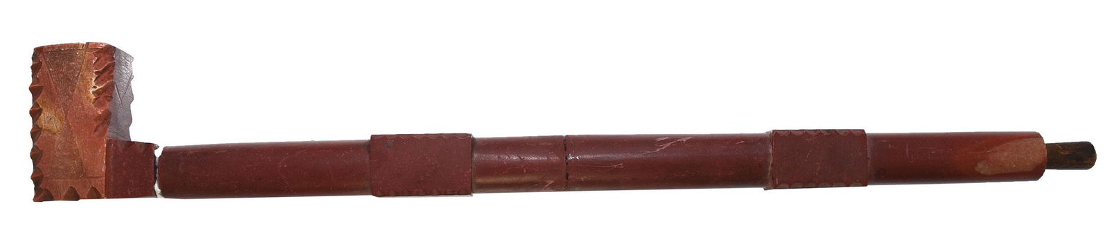 13 7/8" Engraved Catlinite Pipe with Catlinite Stem. (1 of 6)