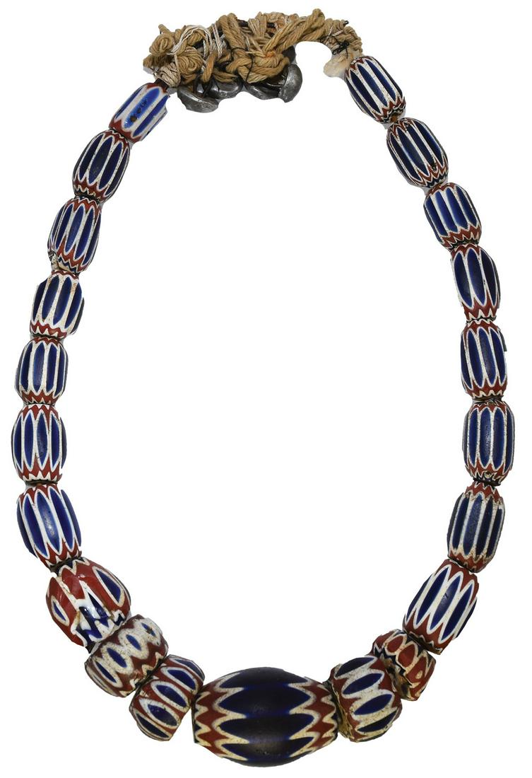 23" Chevron Bead Necklace with Pewter Buttons at clasp (1 of 5)