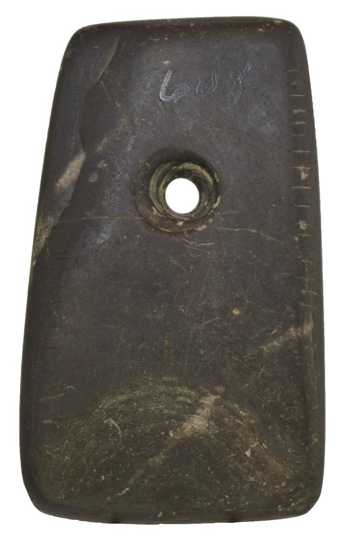 3 1/4" Slate Pendant.  Missouri.   Tallied along one (1 of 4)