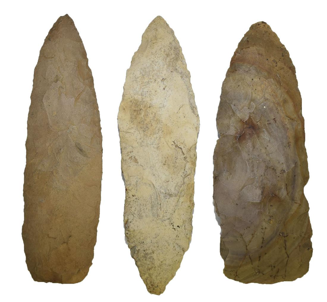 Group of 3 very nice Early Archaic Blades.  4 7/8"- 5 (1 of 1)