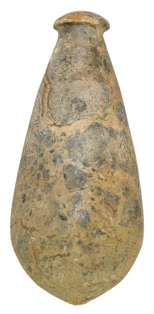 3 3/4" Pre-Columbian Charmstone. Central America.: 3 3/4" Pre-Columbian Charmstone. Central America. Light color Conglomerate. Very good condition. Ex-Robert Bourden