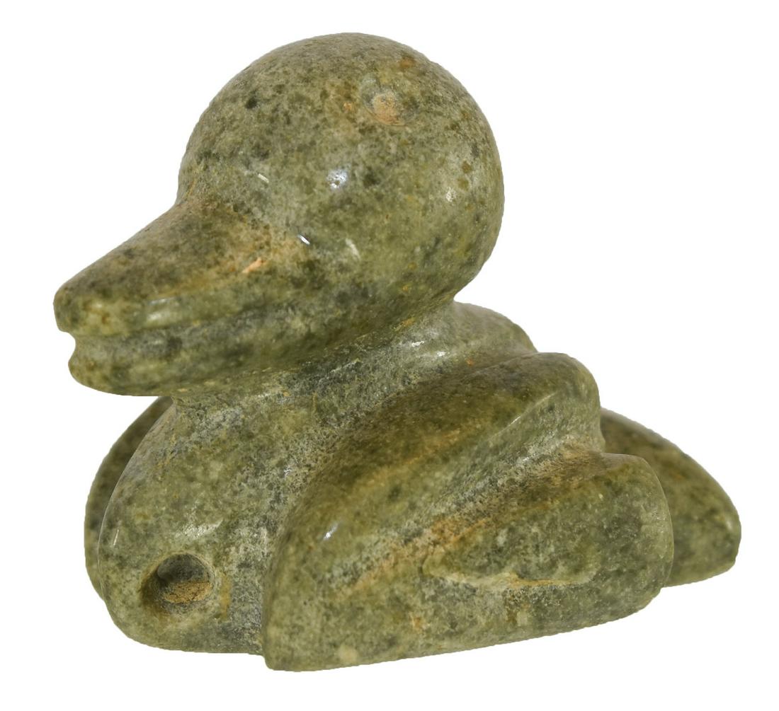 1 1/2" Bird Effigy Pendant.  Polished green hardstone (1 of 4)