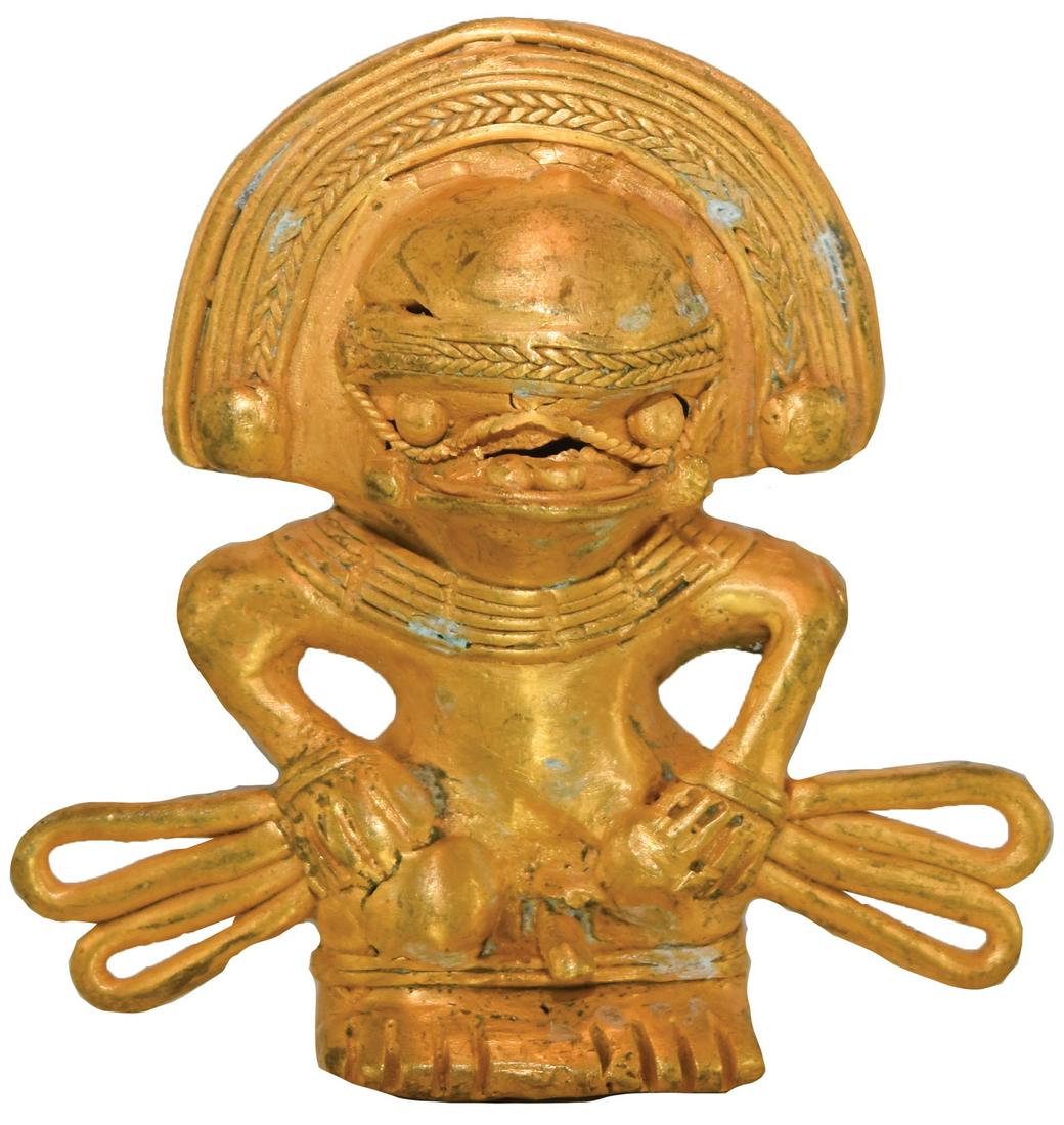 2 1/16" Tairona Figure.  Winged Warrior.  Gold content (1 of 2)