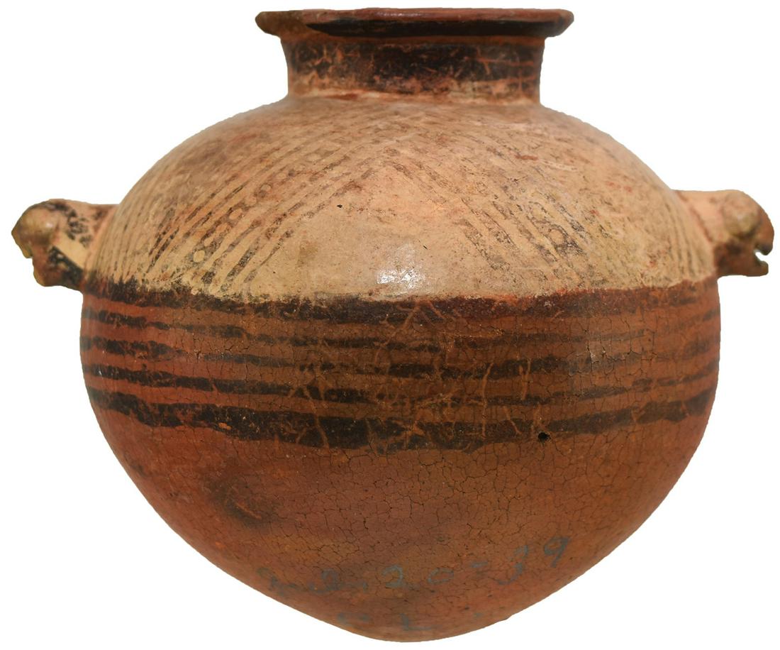 4 3/8" H. Pre-Columbian Jar with effigy heads one (1 of 5)