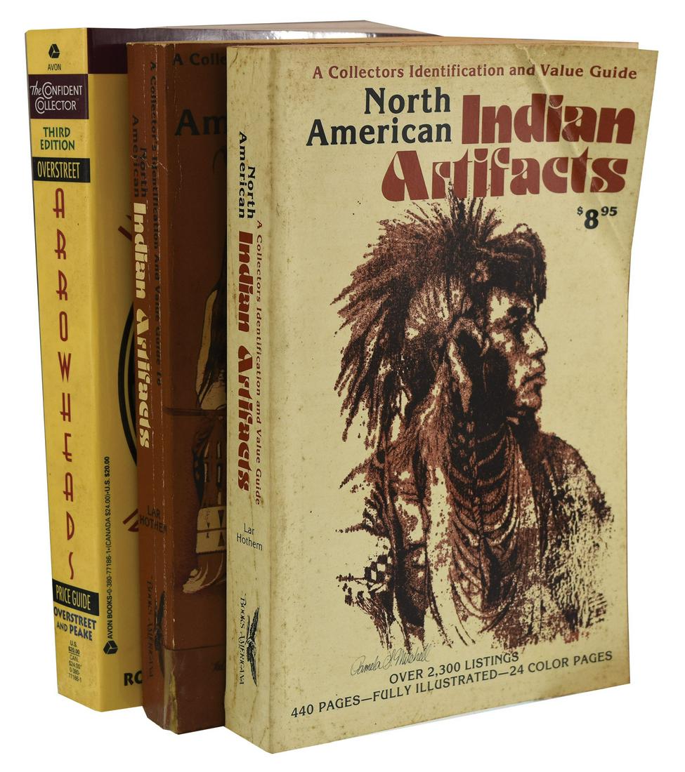 Books: 2 early editions of North American Indian: Books: 1st (1978) and 2nd editions of Lar Hothems North American Indian Artifacts and an Overstreet #3 Price Guide (1993)