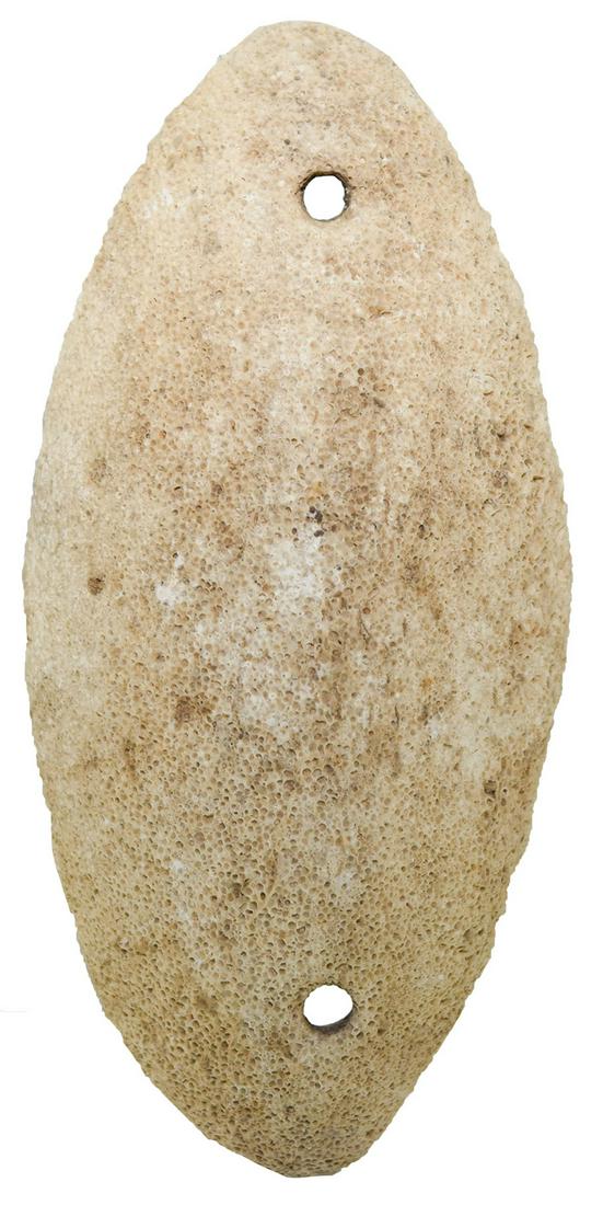 4" Boat Shaped Gorget. Ex-Tommy Beutell B104. Davis: 4" Boat Shaped Gorget. Tennessee. Coral Limestone. Rare. Ex-Tommy Beutell B104. Davis G8 COA