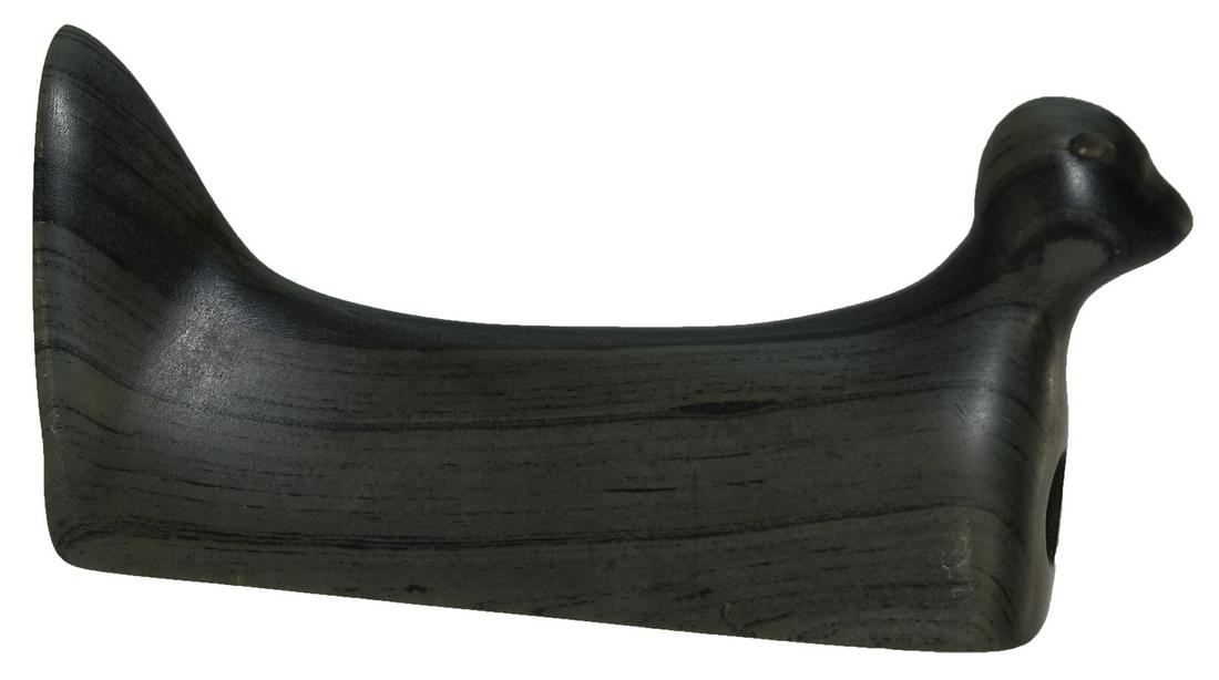 3 1/16" Slate Birdstone with salvaged head. OH. An: 3 1/16" Slate Birdstone with salvaged head. OH. An old Wertz Birdstone (Charles). Anciently salvaged, somewhat over cleaned over the years. As such, selling "as-is". Holes intact