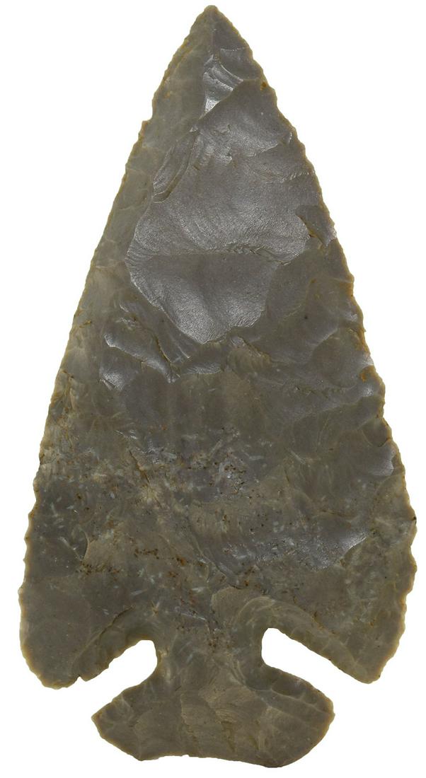 4 7/8" Thebes. Perry Co, IN. Made of glossy Hornstone.: 4 7/8" Thebes. Perry Co, IN. Made of glossy Hornstone. Broad, imposing example. G10 in any display. Ex-Richard Lewman estate. Featured item in this auction's catalog