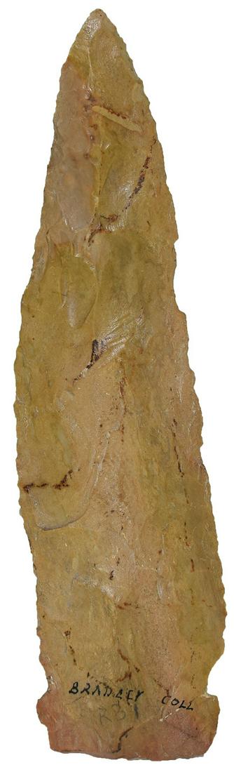 7 1/8" Notched Knife. Nicholas Co, KY. Carter Cave.: 7 1/8" Notched Knife. Nicholas Co, KY. Large blade with torque made for short handle use. Carter Cave. Ex-Marvin Gilley. Putty G8 COA