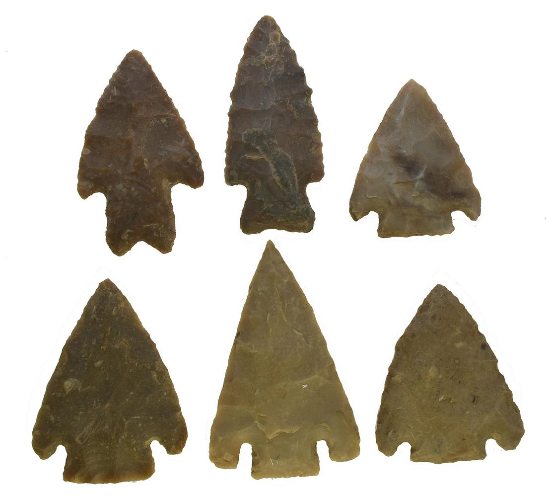 Group of six nice Texas Points. 1 7/8"-2 5/8".: Group of six nice Texas Points. 1 7/8"-2 5/8". Castroville and others. All in good condition. Ex-Dr. Jeff Pyle